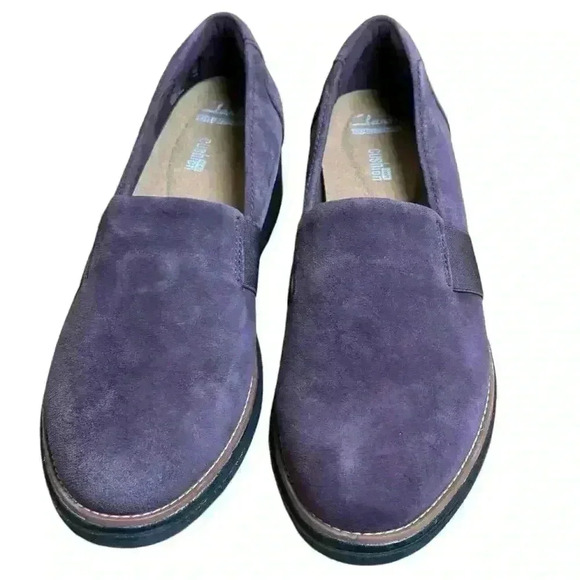 Clarks Collection Sharon Dolly Slip On Loafer Aubergine Dusty Purple Suede 6.5 - Picture 1 of 12